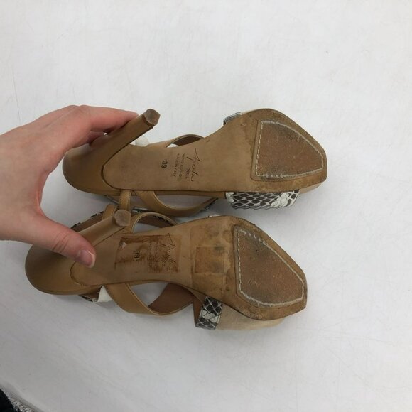 Aperlai Paris python suede nude tan  sling back high heels 39 - Picture 7 of 12